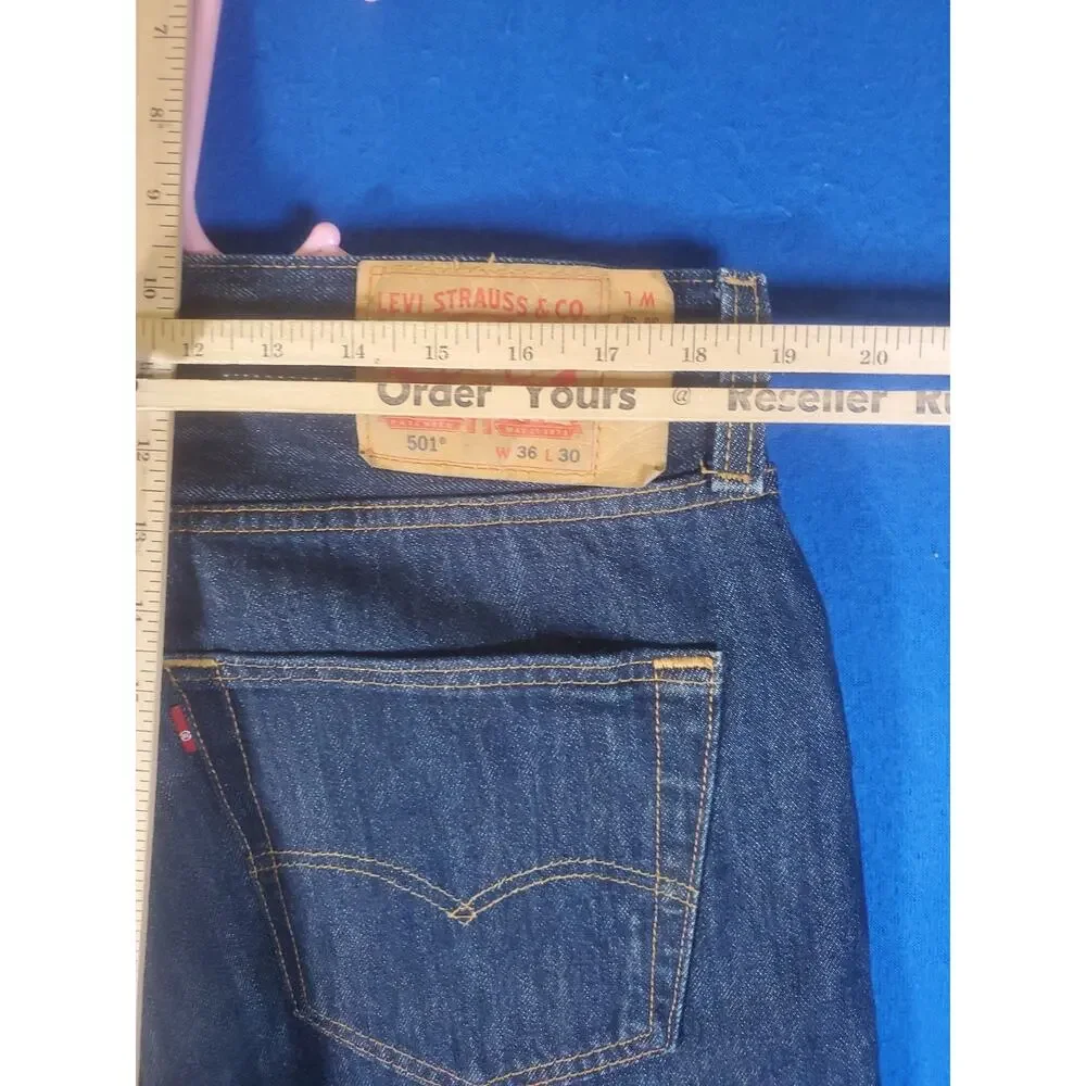 Levis 501 Mens Jeans 36x30 Blue Original Fit Straight Leg Button Fly